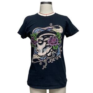 Lucky 13 Apparel Womens Size XL Graphic Print Tattoo Short Sleeve T Shirt